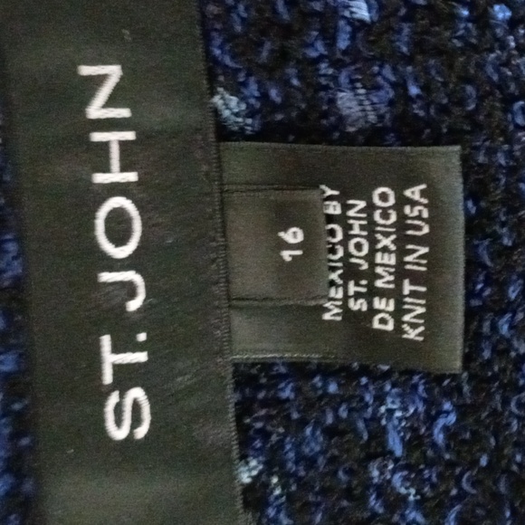 St. John Navy Blue Textured Tweed Midi Skirt - Picture 4 of 7